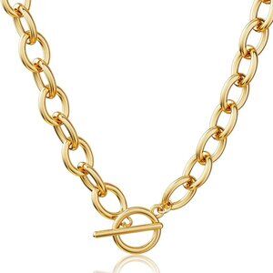 Elegant 14K Gold-Plated Paperclip Chain Necklace with Cross and Heart Pendant fo